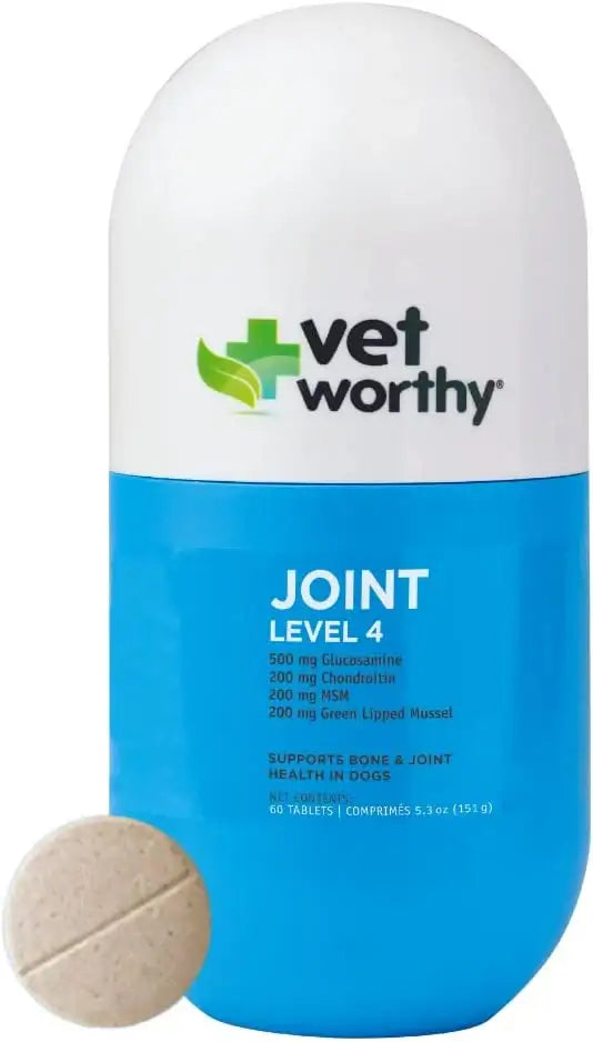 VET WORTHY - Vet Worthy Joint Support Level 4 Dog Supplement 60 Tabletas Masticables - The Red Vitamin MX - Cuidado De Cadera Y Articulaciones Para Perros - {{ shop.shopifyCountryName }}
