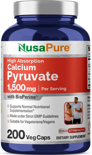 NUSAPURE - NusaPure Calcium Pyruvate 1500Mg. 200 Capsulas - The Red Vitamin MX - Suplementos Alimenticios - {{ shop.shopifyCountryName }}