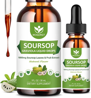 WOGORGT Soursop Graviola Liquid Drops 1 Fl.Oz. 2 Pack