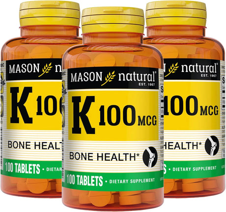 MASON NATURAL - MASON NATURAL Vitamin K 100 mcg 100 Tabletas 3 Pack - The Red Vitamin MX - Suplementos Alimenticios - {{ shop.shopifyCountryName }}