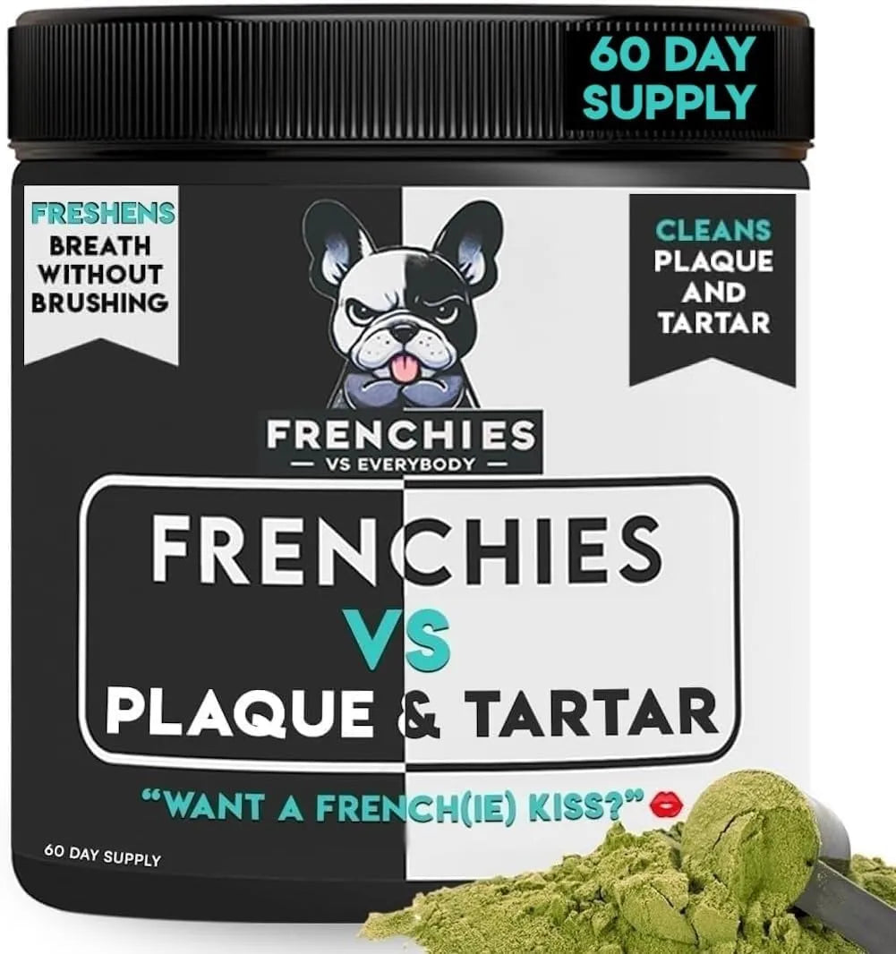 FRENCHIES VS EVERYBODY - Frenchies vs Everybody French Bulldog Optimized Dog Teeth Cleaning Powder 60 Servicios - The Red Vitamin MX - Cuidado Dental Para Perros - {{ shop.shopifyCountryName }}
