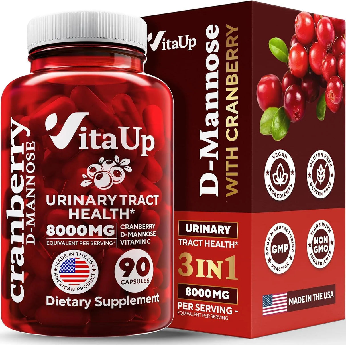 VITAUP - VitaUp D-mannose 1000Mg. with Cranberry and Vitamin C 90 Capsulas - The Red Vitamin MX - Suplementos Alimenticios - {{ shop.shopifyCountryName }}