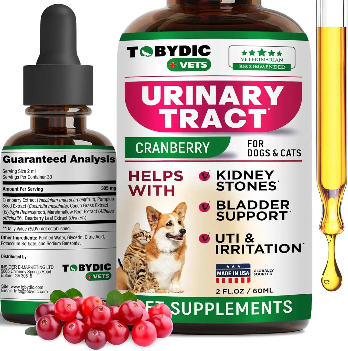 TOBYDIC - TOBYDIC Cat & Dog Natural UTI Medicine & Urinary Tract Infection Treatment with Cranberry 2 Fl.Oz. - The Red Vitamin MX - Salud De Tracto Urinario Para Perros - {{ shop.shopifyCountryName }}