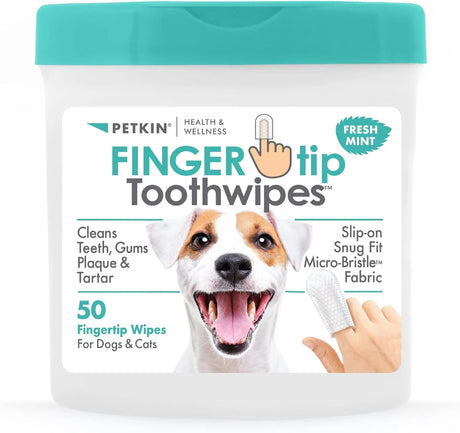 PETKIN - Petkin Fingertip Tooth Wipes for Dogs and Cats Fresh Mint 50 Toallitas - The Red Vitamin MX - Cuidado Dental Para Perros - {{ shop.shopifyCountryName }}