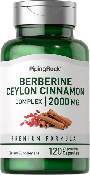 PIPING ROCK - Piping Rock Berberine with Ceylon Cinnamon Complex 2000Mg. 120 Capsulas - The Red Vitamin MX - Suplementos Alimenticios - {{ shop.shopifyCountryName }}