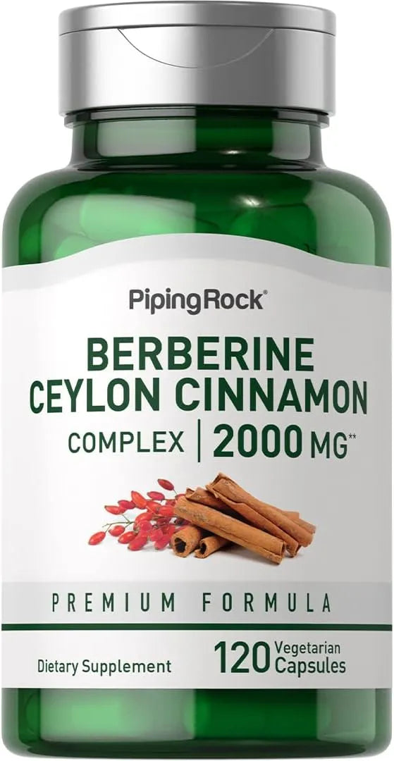 PIPING ROCK - Piping Rock Berberine with Ceylon Cinnamon Complex 2000Mg. 120 Capsulas - The Red Vitamin MX - Suplementos Alimenticios - {{ shop.shopifyCountryName }}