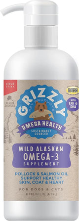 GRIZZLY PET PRODUCTS - Grizzly Pet Products Omega Health Liquid Omega-3 for Dogs and Cats 473Ml. - The Red Vitamin MX - Aceite De Pescado Para Perros - {{ shop.shopifyCountryName }}