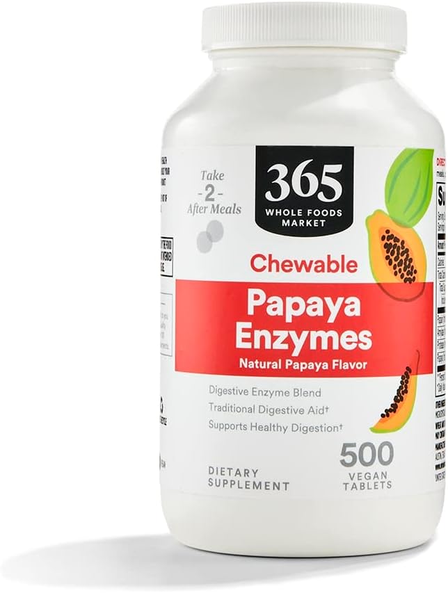 365 by Whole Foods Market Papaya Enzymes 500 Tabletas Masticables