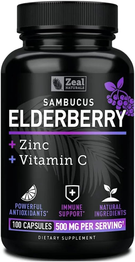 ZEAL NATURALS - Zeal Naturals Max Strength Elderberry 500Mg. 100 Capsulas - The Red Vitamin MX - Suplementos Alimenticios - {{ shop.shopifyCountryName }}