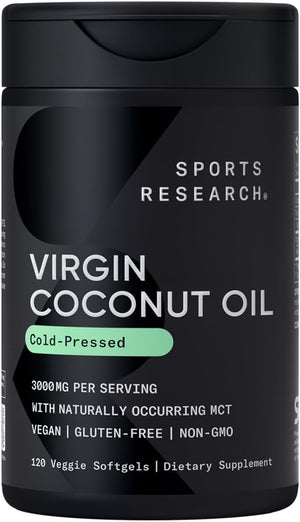 Sports Research Organic Coconut Oil 3000Mg. 120 Capsulas Blandas