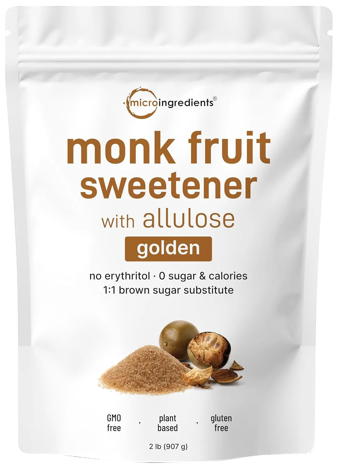 MICRO INGREDIENTS - Micro Ingredients Golden Monk Fruit Sweetener Allulose 907Gr. - The Red Vitamin MX - Suplementos Alimenticios - {{ shop.shopifyCountryName }}