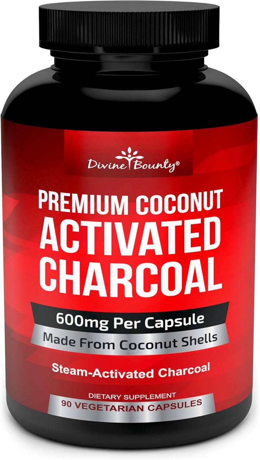 Divine Bounty Organic Activated Charcoal 600Mg. 90 Capsulas