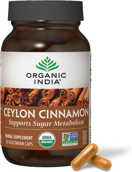 ORGANIC INDIA - ORGANIC INDIA Ceylon Cinnamon 90 Capsulas - The Red Vitamin MX - Suplementos Alimenticios - {{ shop.shopifyCountryName }}