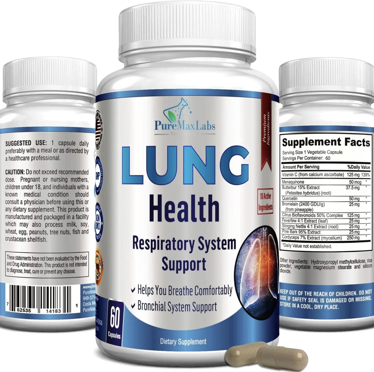 PUREMAX LABS - PureMax Labs Lung Health 60 Capsulas - The Red Vitamin MX - Suplementos Alimenticios - {{ shop.shopifyCountryName }}