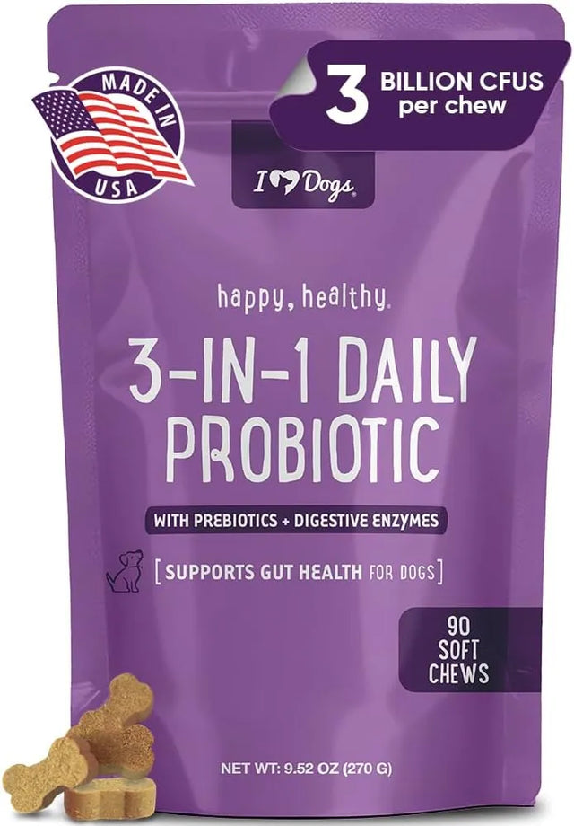 IHEARTDOGS - iHeartDogs 3-in-1 Probiotic for Dogs 90 Masticables - The Red Vitamin MX - Probióticos Para Perros - {{ shop.shopifyCountryName }}