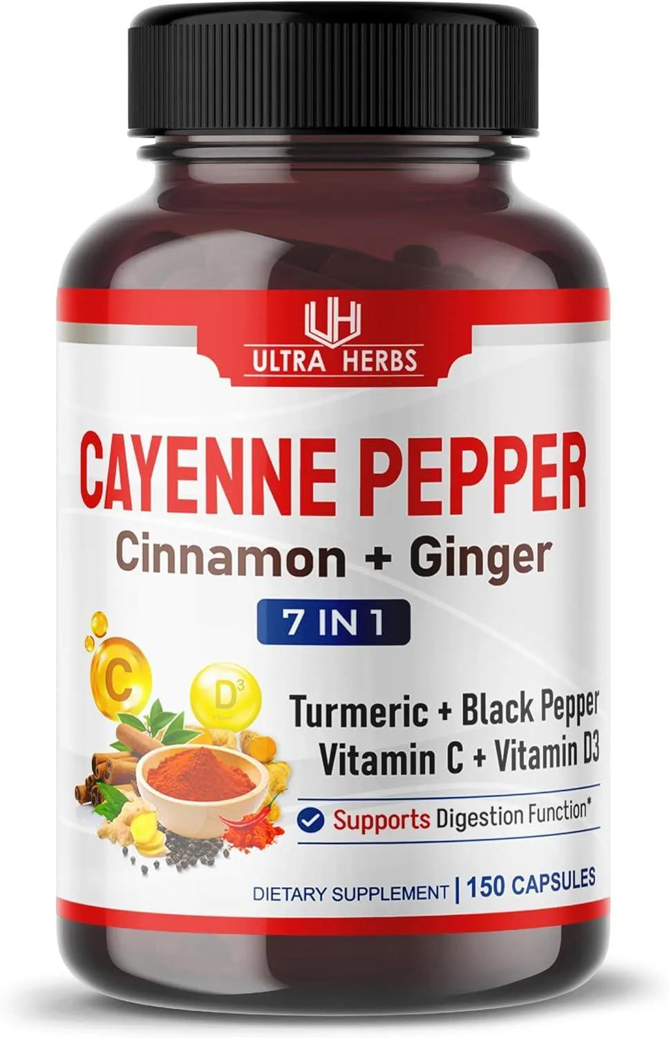 ULTRA HERBS - ULTRA HERBS Cayenne Pepper 7 IN 1 150 Capsulas - The Red Vitamin MX - Suplementos Alimenticios - {{ shop.shopifyCountryName }}