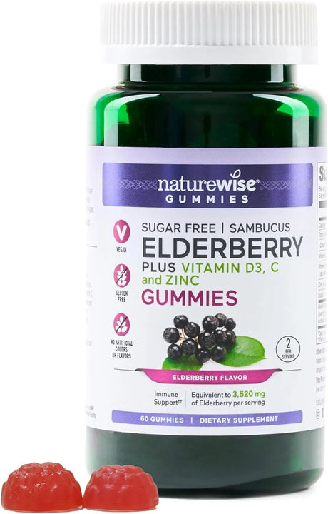 NATUREWISE - NatureWise Sambucus Elderberry Gummies Sugar-Free 60 Gomitas - The Red Vitamin MX - Suplementos Alimenticios - {{ shop.shopifyCountryName }}