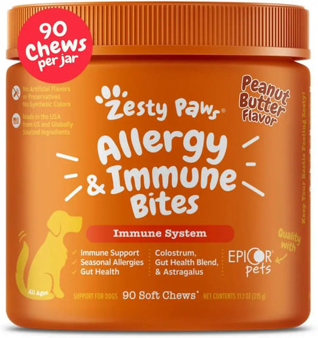 ZESTY PAWS - Zesty Paws Dog Allergy Relief Peanut Butter 90 Masticables - The Red Vitamin MX - Remedios Para La Picazón De Perros - {{ shop.shopifyCountryName }}