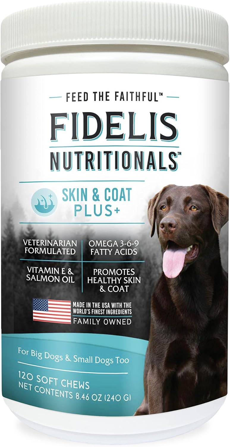 FIDELIS Skin & Coat Plus+ Dog Skin & Coat Supplement 120 Masticables