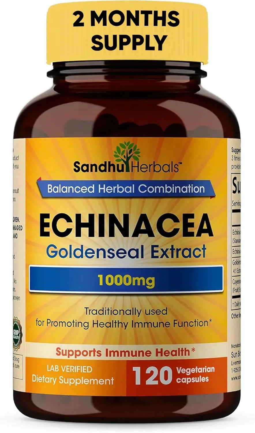 SANDHU HERBALS - Sandhu Herbals Echinacea Goldenseal 1000Mg. 120 Capsulas - The Red Vitamin MX - Suplementos Alimenticios - {{ shop.shopifyCountryName }}