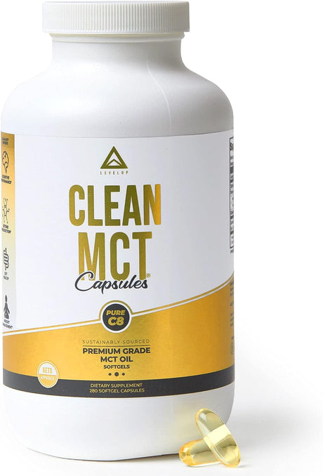 LevelUp Clean MCT Oil 280 Capsulas - The Red Vitamin MX - Suplementos Alimenticios - LEVELUP