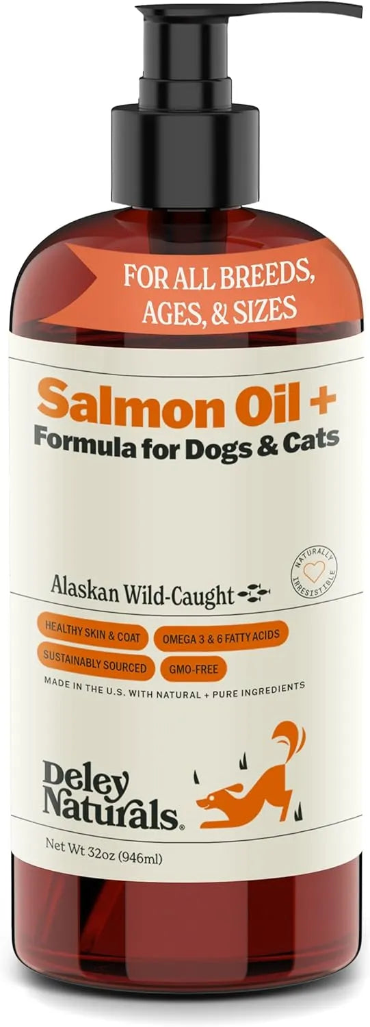 DELEY NATURALS - Deley Naturals Wild Alaskan Salmon Oil for Dogs 32 Fl.Oz. - The Red Vitamin MX - Aceite De Pescado Para Perros - {{ shop.shopifyCountryName }}