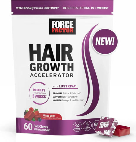 FORCE FACTOR - Force Factor Hair Growth Accelerator Mixed Berry 60 Masticables - The Red Vitamin MX - Suplementos Alimenticios - {{ shop.shopifyCountryName }}