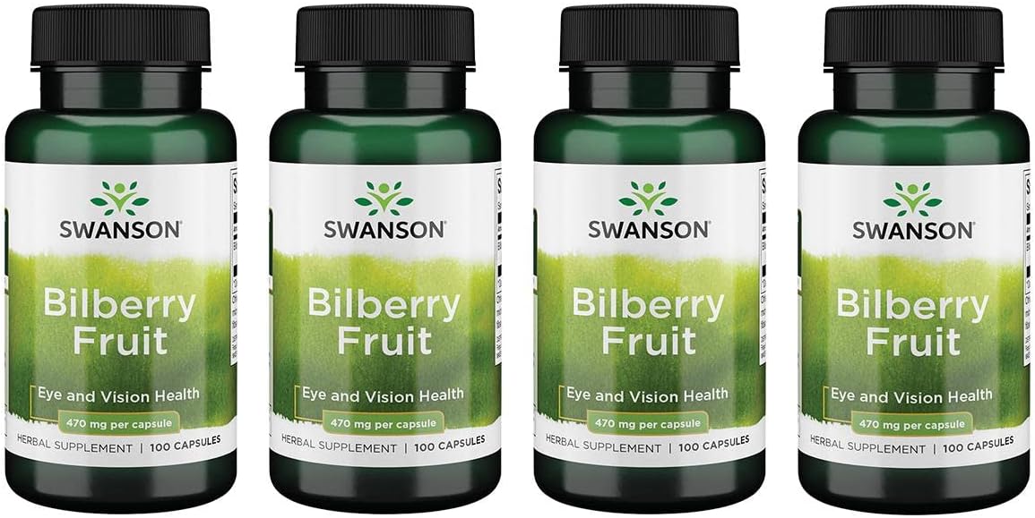 Swanson Bilberry Fruit 470Mg. 100 Capsulas 4 Pack