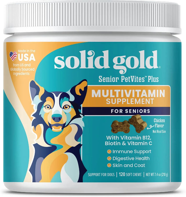 SOLID GOLD - Solid Gold Senior Dog Multivitamin 120 Masticables - The Red Vitamin MX - Multivitamínicos Para Perros - {{ shop.shopifyCountryName }}