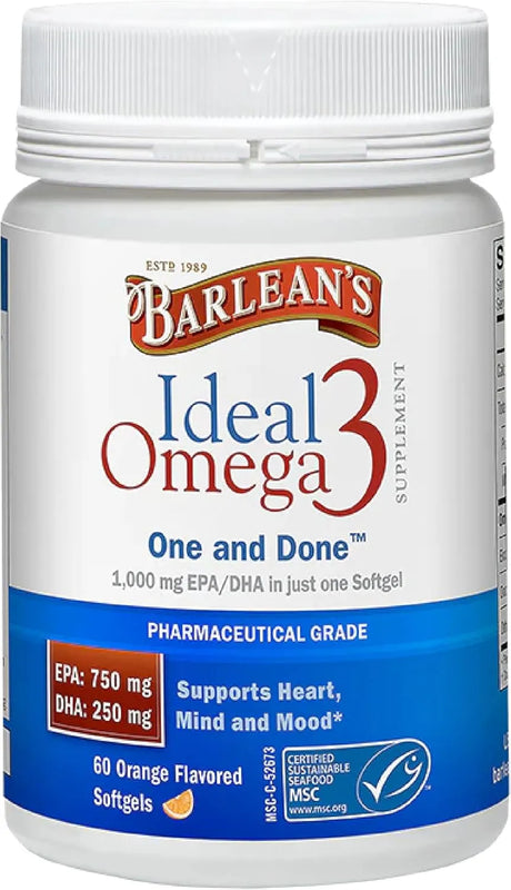 BARLEAN´S - Barlean's Ideal Omega 3 Fish Oil 1000Mg. 60 Capsulas Blandas - The Red Vitamin MX - Suplementos Alimenticios - {{ shop.shopifyCountryName }}