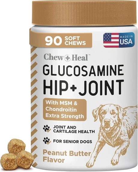 CHEW + HEAL - Chew + Heal Labs Glucosamine Hip and Joint Supplement for Dogs 90 Masticables - The Red Vitamin MX - Cuidado De Cadera Y Articulaciones Para Perros - {{ shop.shopifyCountryName }}