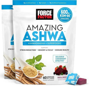 FORCE FACTOR - Force Factor Amazing Ashwa 60 Masticables 2 Pack - The Red Vitamin MX - Suplementos Alimenticios - {{ shop.shopifyCountryName }}