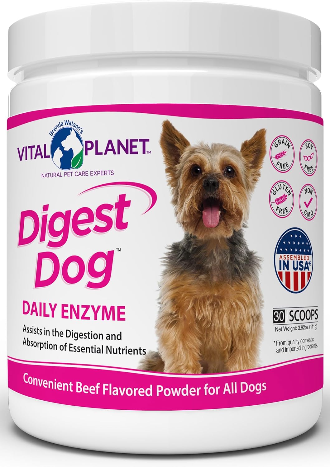 Vital Planet Digest Dog Digestive Pancreatic Enzyme Blend 30 Servicios 111Gr.