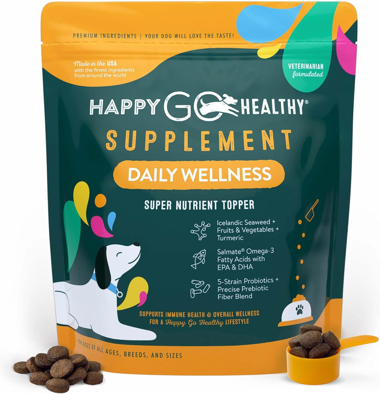HAPPY GO HEALTHY Daily Wellness Supplements for Dogs 120 Servicios