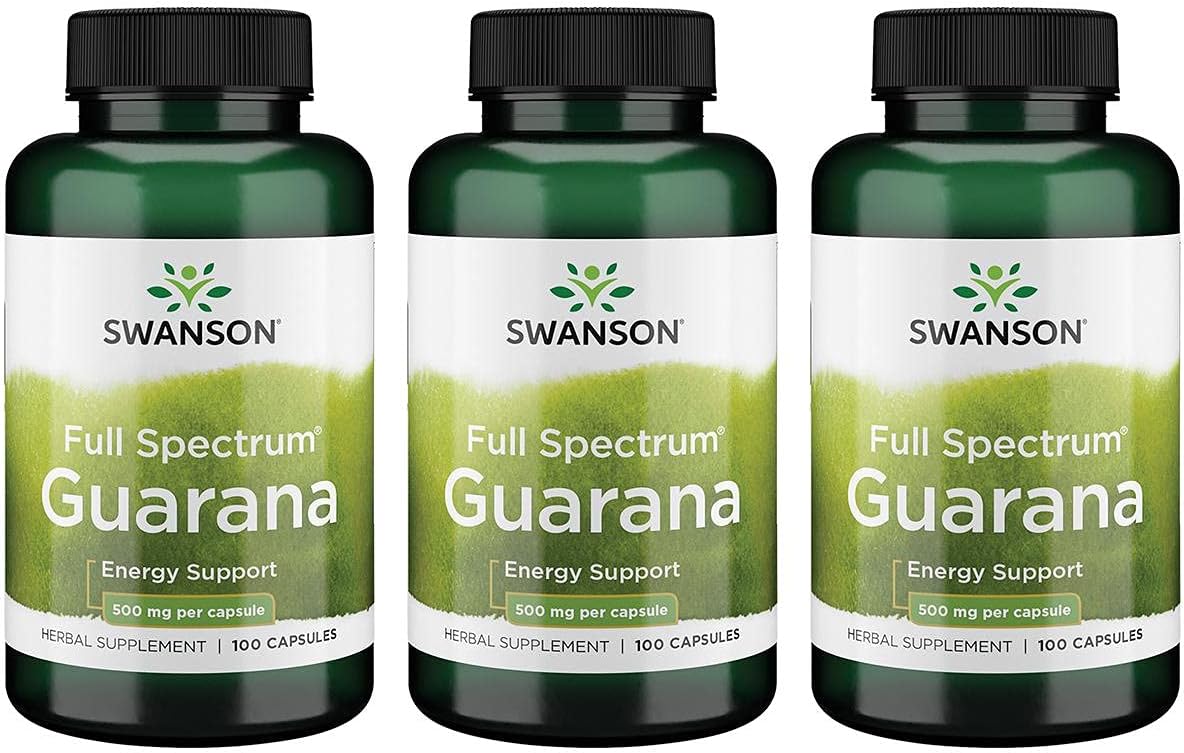 Swanson Guarana 500Mg. 100 Capsulas 3 Pack