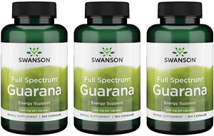 Swanson Guarana 500Mg. 100 Capsulas 3 Pack