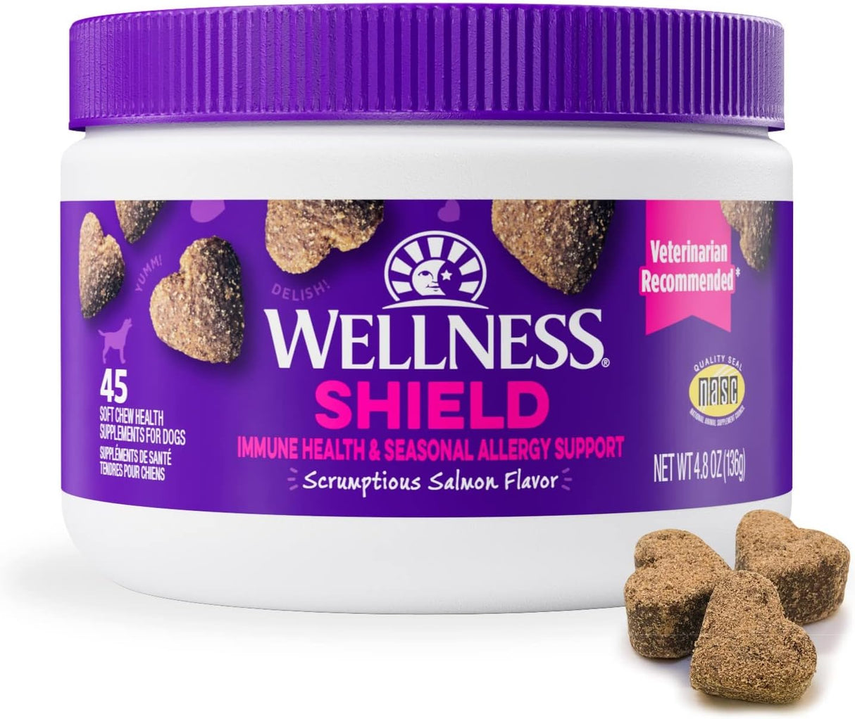 Wellness Shield Immune & Allergy Salmon Flavored Soft Chew 45 Masticables