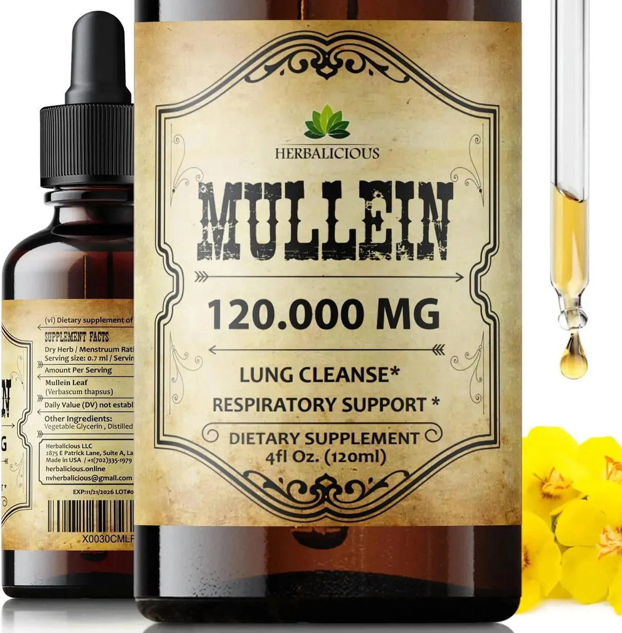 HERBALICIOUS - HERBALICIOUS Mullein Leaf Extract 4 Fl.Oz. - The Red Vitamin MX - Suplementos Alimenticios - {{ shop.shopifyCountryName }}