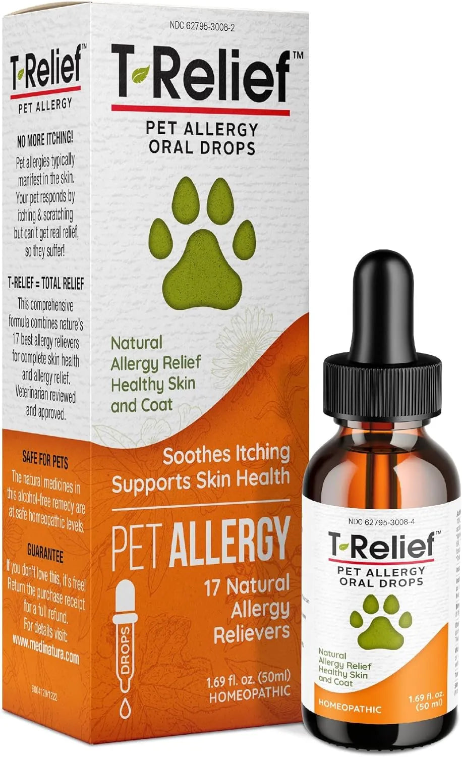 T-RELIEF - T-Relief Pet Allergy Support Drops for Dogs & Cats 1.69 Fl.Oz. - The Red Vitamin MX - Remedios Para La Picazón De Perros - {{ shop.shopifyCountryName }}