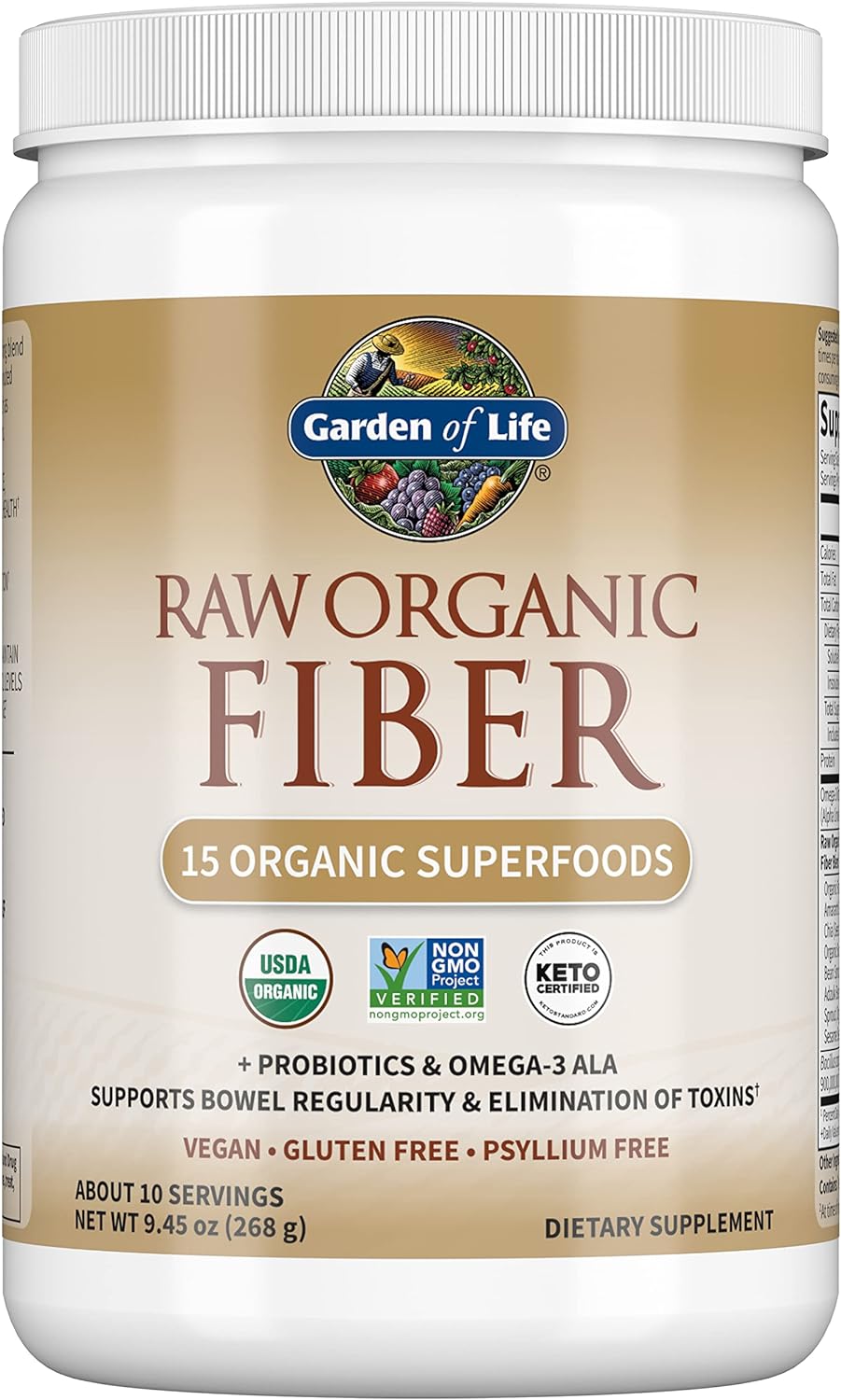 Garden of Life Fiber Supplement Raw Organic Fiber Powder 268Gr.