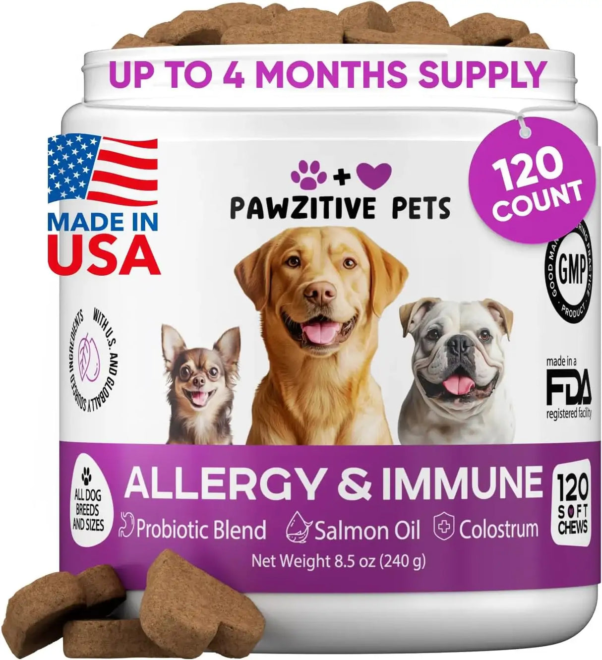 PAWZITIVE PETS - Pawzitive Pets Dog Allergy Relief Chews for Itchy Skin 120 Masticables - The Red Vitamin MX - Remedios Para La Picazón De Perros - {{ shop.shopifyCountryName }}