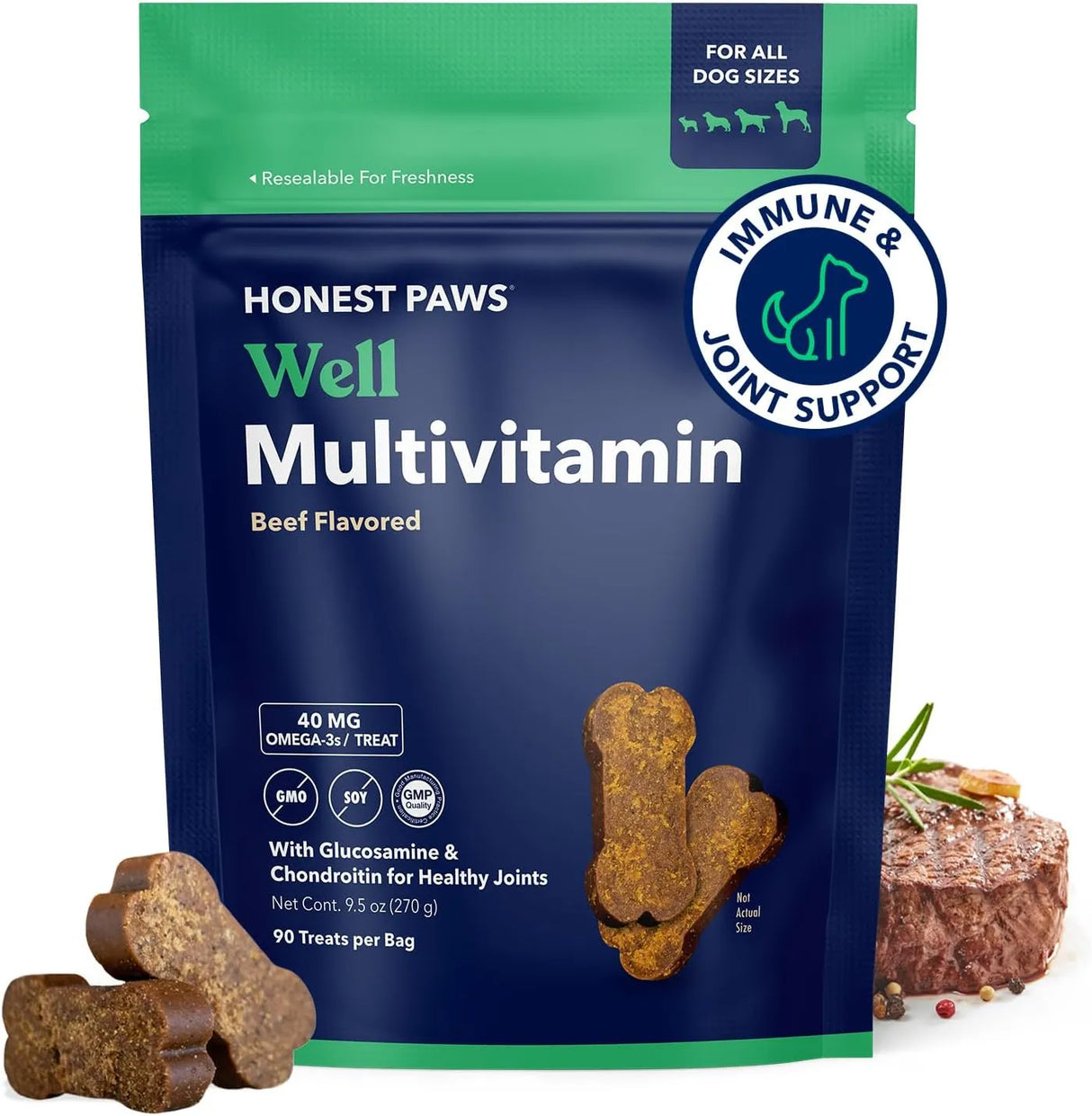 HONEST PAWS - Honest Paws Dog Multivitamin Soft Chews Beef Flavor 90 Masticables - The Red Vitamin MX - Multivitamínicos Para Perros - {{ shop.shopifyCountryName }}