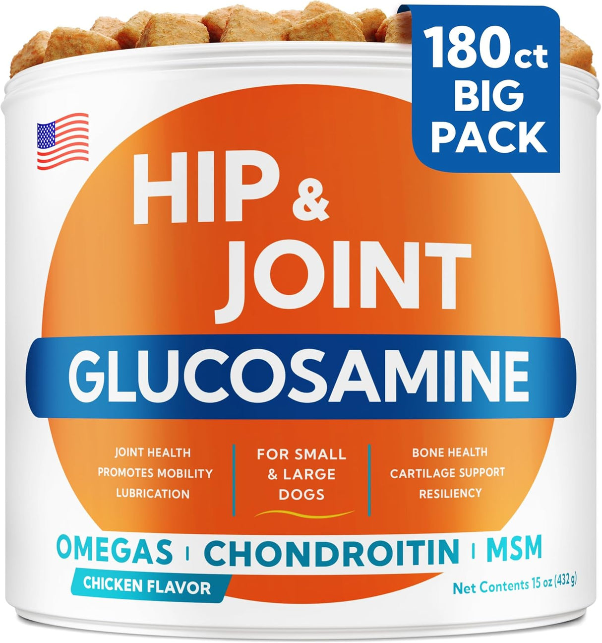GOODGROWLIES Glucosamine for Dogs Hip & Joint Supplement 180 Masticables