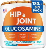 GOODGROWLIES Glucosamine for Dogs Hip & Joint Supplement 180 Masticables