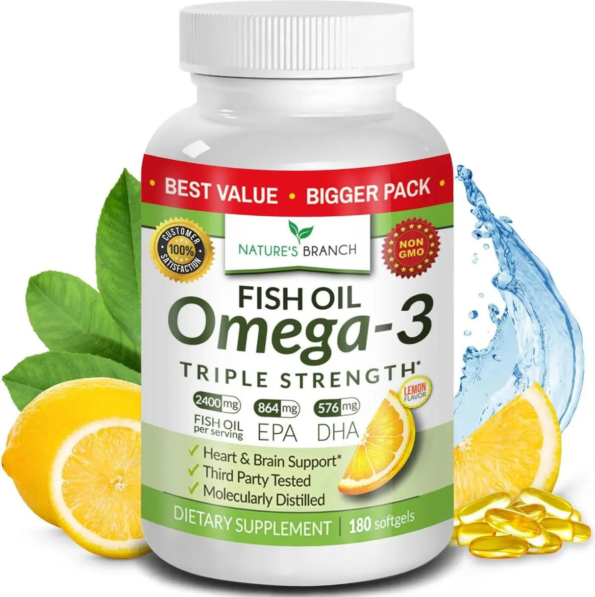 NATURE'S BRANCH - Nature's Branch Best Triple Strength Omega 3 Fish Oil 2400Mg. 150 Capsulas Blandas - The Red Vitamin MX - Suplementos Alimenticios - {{ shop.shopifyCountryName }}
