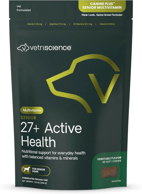 VETRISCIENCE - VetriScience Senior 27+ Active Health Daily Chewable Multivitamins for Senior Dogs 60 Masticables - The Red Vitamin MX - Multivitamínicos Para Perros - {{ shop.shopifyCountryName }}