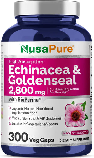 NusaPure Echinacea Goldenseal 2800Mg. 300 Capsulas