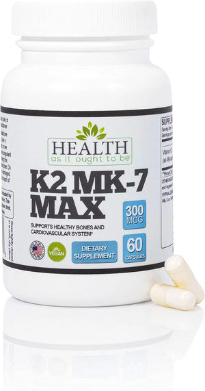 HEALTH AS IT OUGHT TO BE - Health As It Ought To Be Vitamin K2 MK7 MAX 300mcg 60 Capsulas - The Red Vitamin MX - Suplementos Alimenticios - {{ shop.shopifyCountryName }}