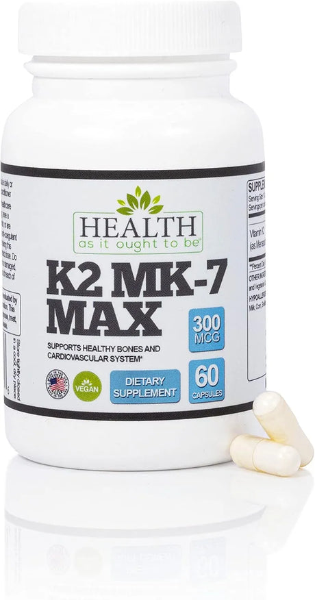 HEALTH AS IT OUGHT TO BE - Health As It Ought To Be Vitamin K2 MK7 MAX 300mcg 60 Capsulas - The Red Vitamin MX - Suplementos Alimenticios - {{ shop.shopifyCountryName }}