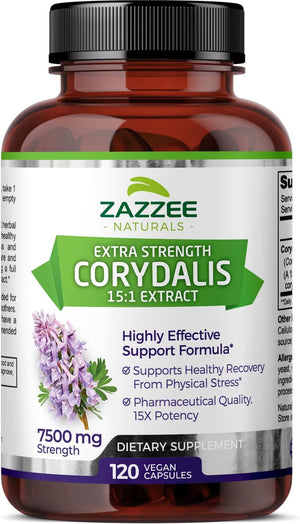 Zazzee Extra Strength Corydalis 15:1 Extract 7500Mg. 120 Capsulas